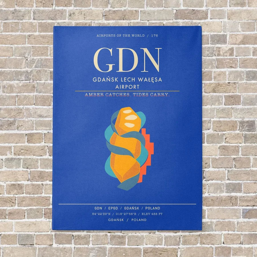 Gdansk Lech Waesa Airport GDN - Canvas Framed - Blue