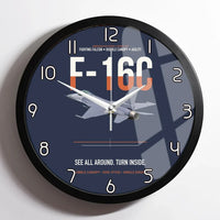 Thumbnail for F-16C Fighting Falcon See All Around Turn Inside design on navy blue framed wall clock