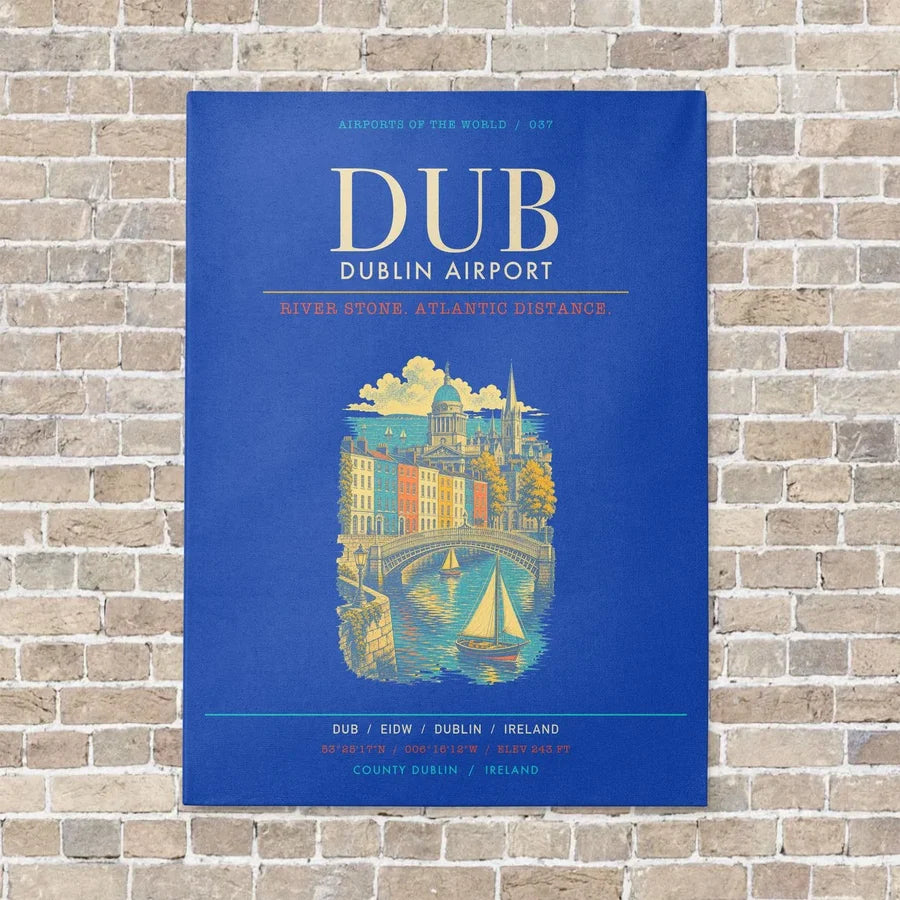 Dublin Airport DUB - Canvas Framed - Blue