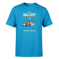 Thumbnail for Sikorsky MH-60T Jayhawk design on turquoise t-shirt, single-side print