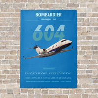 Thumbnail for Bombardier Challenger 604 vertical canvas print - no frame - turquoise background