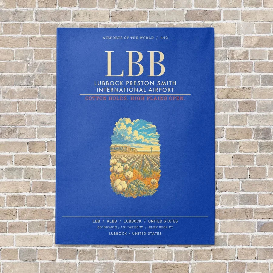 Lubbock Preston Smith International Airport LBB - Canvas Framed - Blue