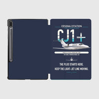 Thumbnail for Cessna Citation CJ1+ design on navy blue samsung tablet tablet case