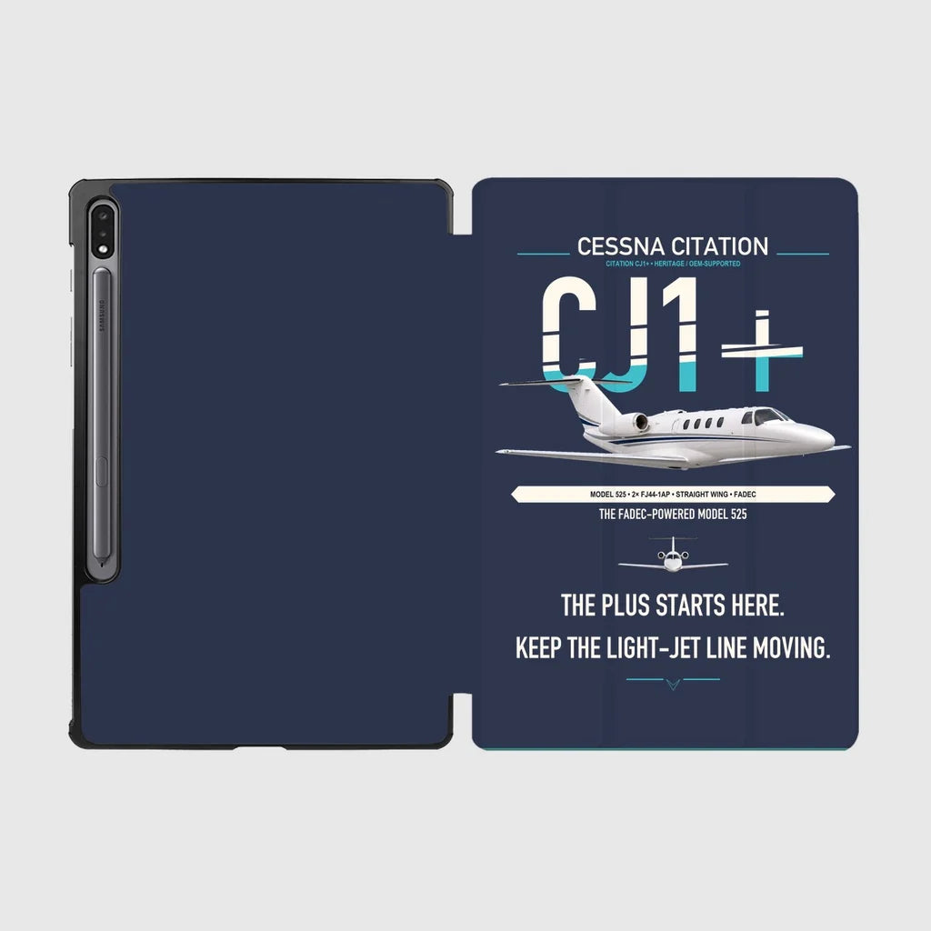 Cessna Citation CJ1+ design on navy blue samsung tablet tablet case
