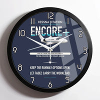 Thumbnail for Cessna Citation Encore+ design on navy blue framed wall clock