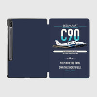 Thumbnail for Beechcraft King Air C90 design on navy blue samsung tablet tablet case