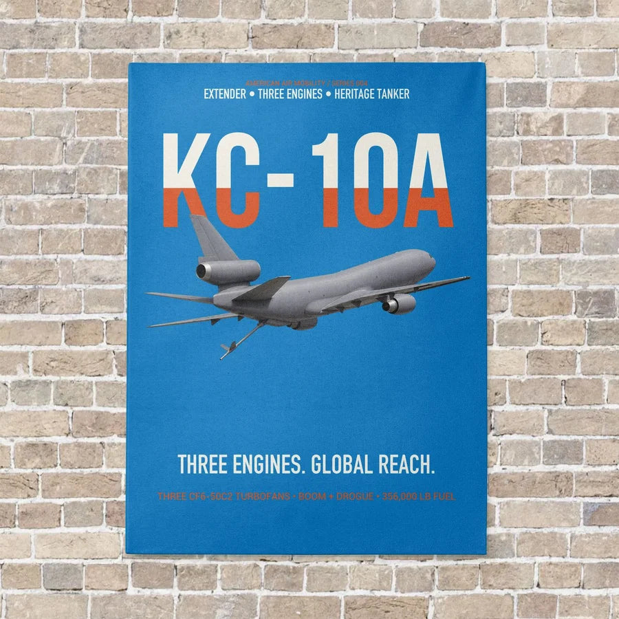 KC-10A EXTENDER vertical canvas print - no frame - turquoise background