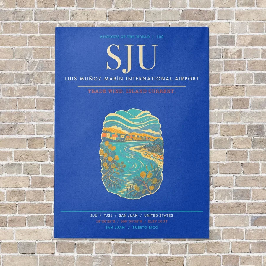 Luis Munoz Marin International Airport San Juan SJU - Canvas Framed - Blue