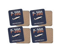 Thumbnail for P-39Q Airacobra design on navy blue 4 pieces set coaster
