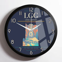 Thumbnail for Liège Airport (LGG) design on navy blue framed wall clock
