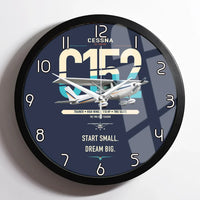 Thumbnail for Cessna 152 design on navy blue framed wall clock