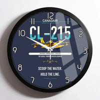 Thumbnail for Canadair CL-215 design on navy blue framed wall clock