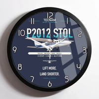 Thumbnail for Tecnam P2012 STOL design on navy blue framed wall clock