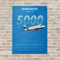 Thumbnail for Bombardier Global 5000 vertical canvas print - no frame - turquoise background