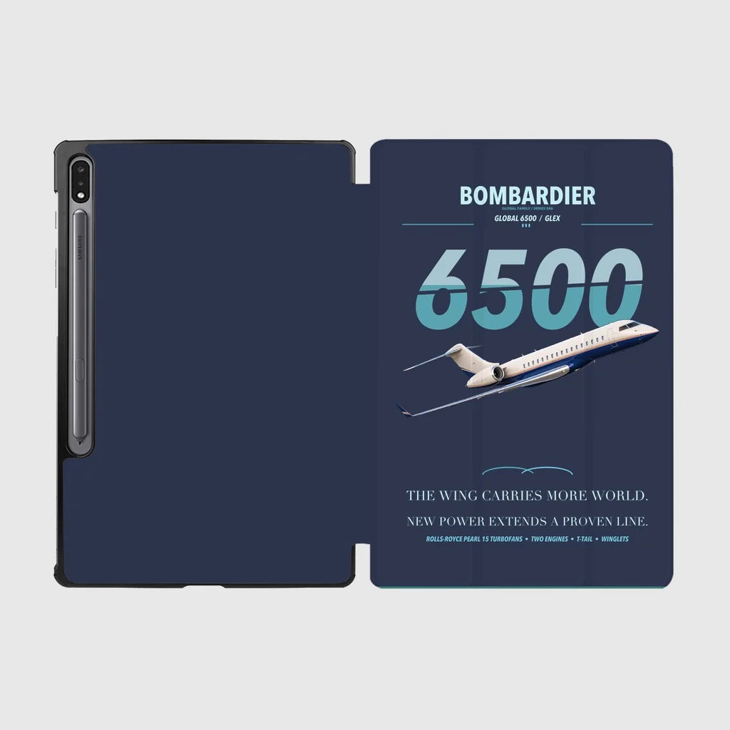 Bombardier Global 6500 design on navy blue samsung tablet tablet case