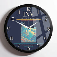 Thumbnail for Inverness Airport (INV) design on navy blue framed wall clock