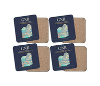 Thumbnail for Grenoble-Isère Airport (GNB) design on navy blue 4 pieces set coaster