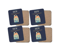 Thumbnail for Wiley Post–Will Rogers Memorial Airport (BRW) design on navy blue 4 pieces set coaster