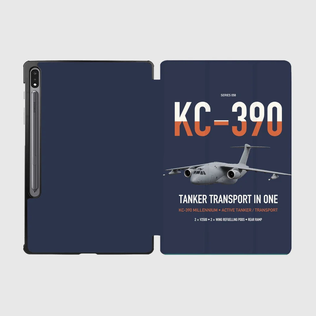 Embraer KC-390 Millennium design on navy blue samsung tablet tablet case