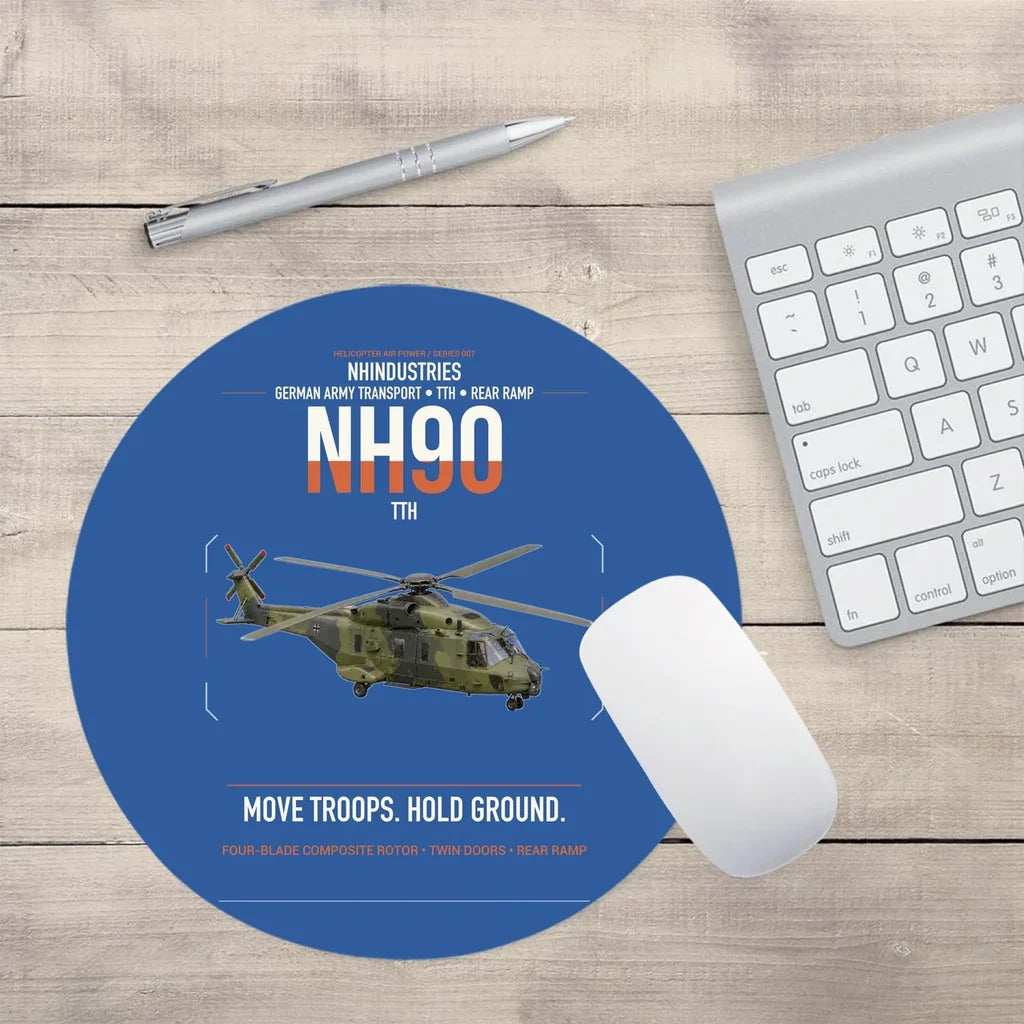 NHIndustries NH90 TTH design on blue round mouse pad