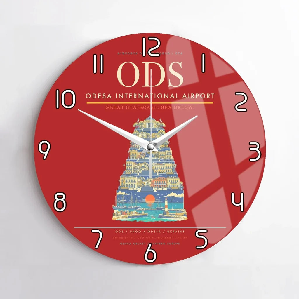 Odesa International Airport ODS Wall-Clock No-Frame - Red