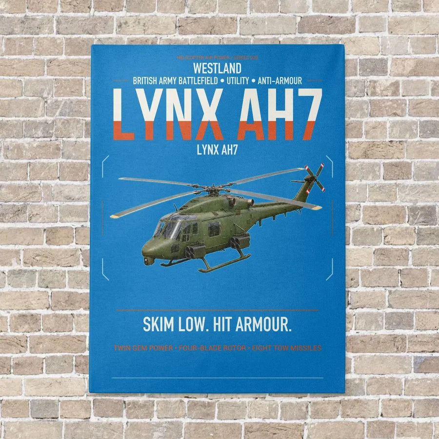 Westland Lynx AH7 vertical canvas print - no frame - turquoise background