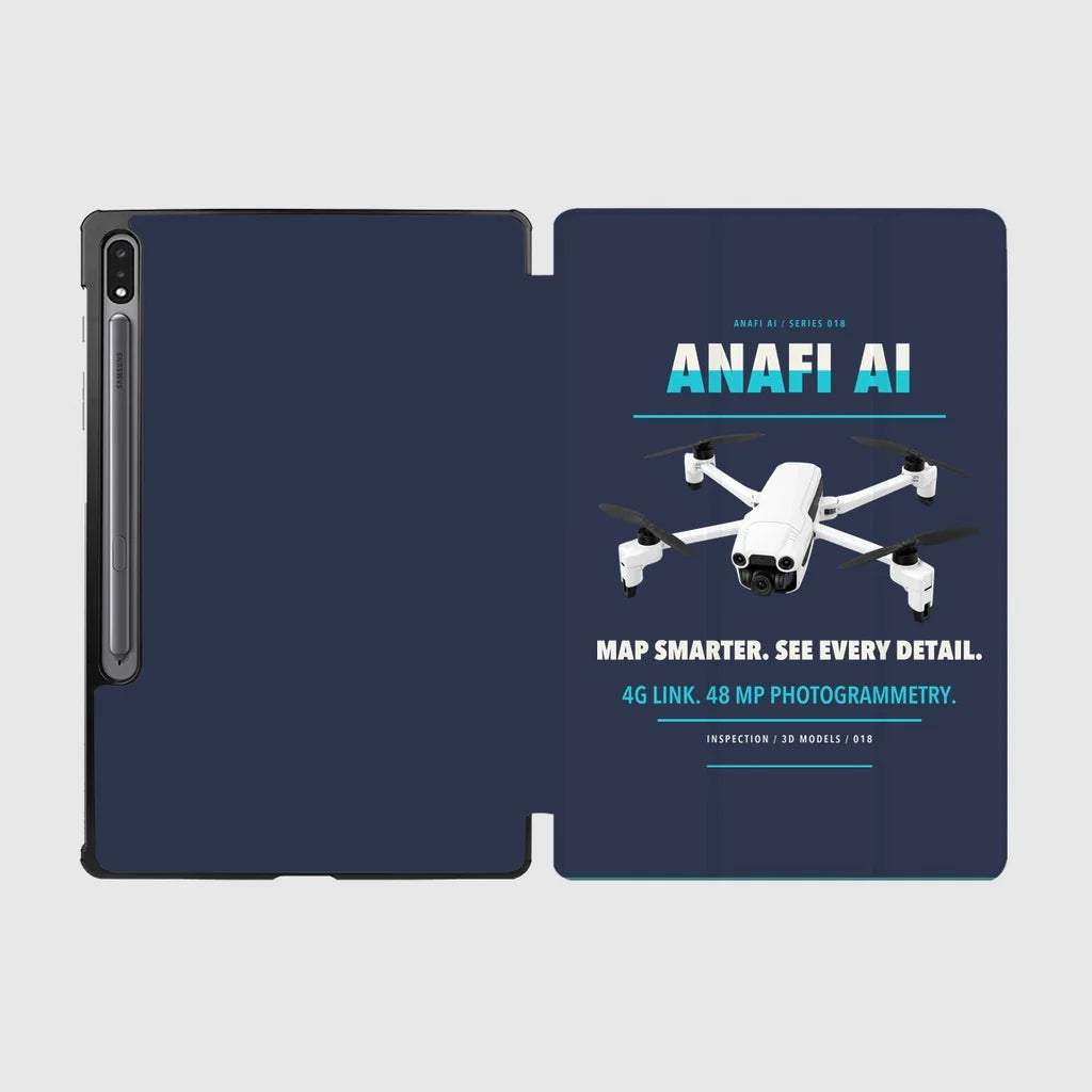 Parrot ANAFI Ai design on navy blue samsung tablet tablet case