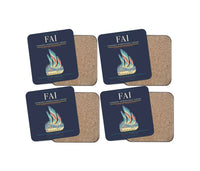 Thumbnail for Fairbanks International Airport (FAI) design on navy blue 4 pieces set coaster