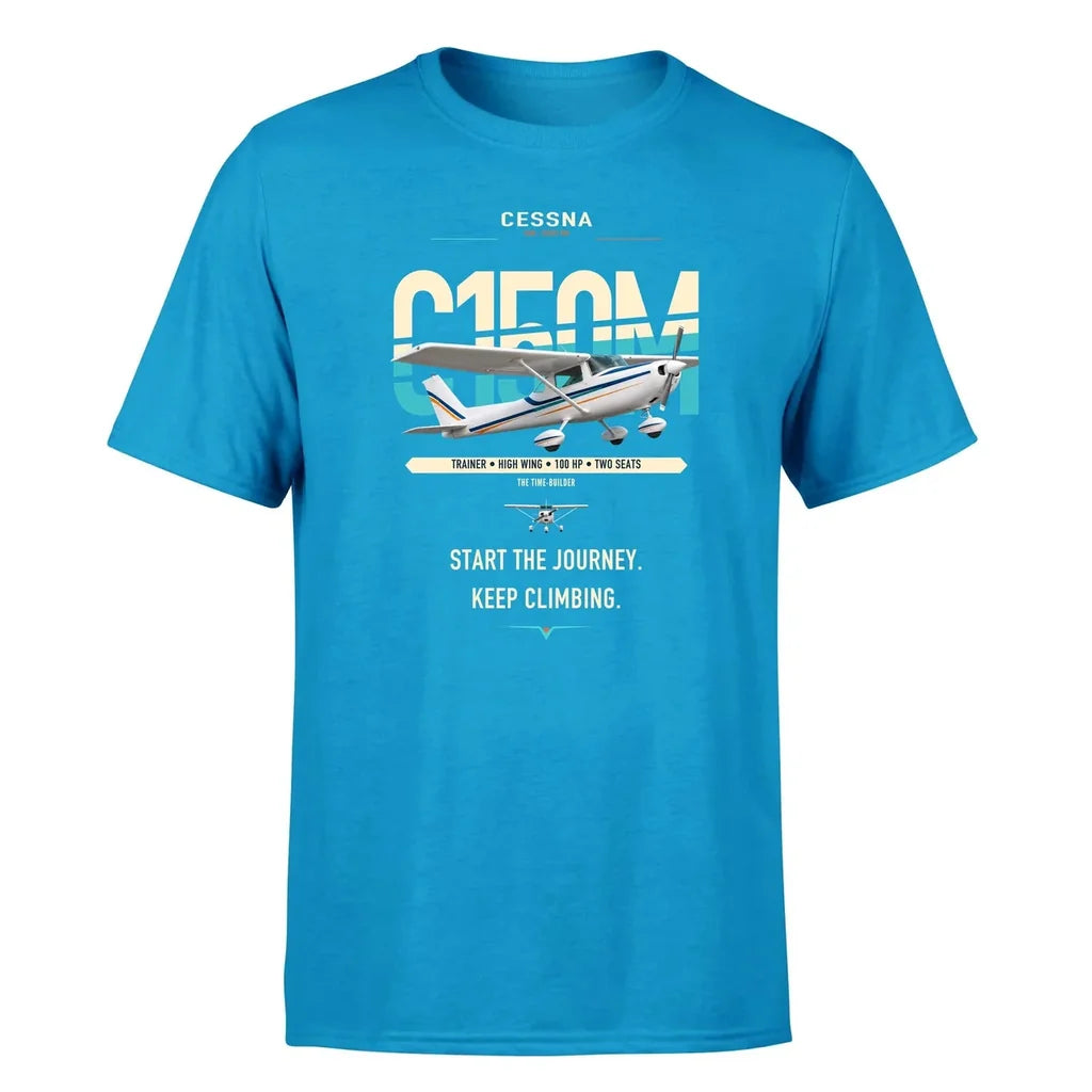 Cessna 150M design on turquoise t-shirt, single-side print