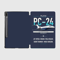 Thumbnail for Pilatus PC-24 design on navy blue samsung tablet tablet case