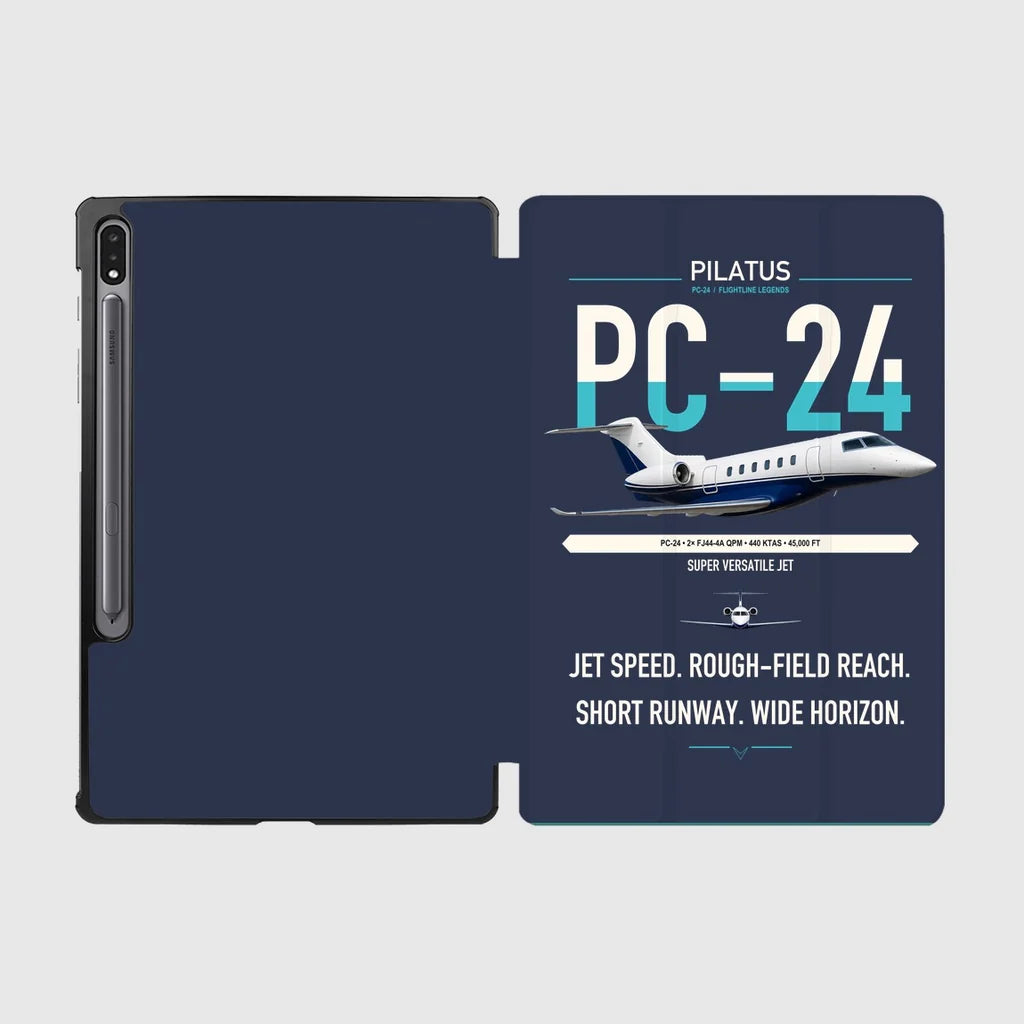 Pilatus PC-24 design on navy blue samsung tablet tablet case