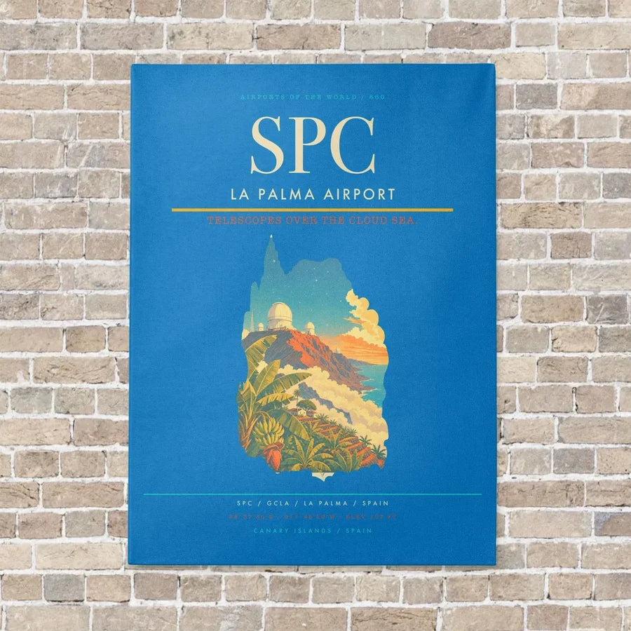La Palma Airport SPC vertical canvas print - no frame - turquoise background