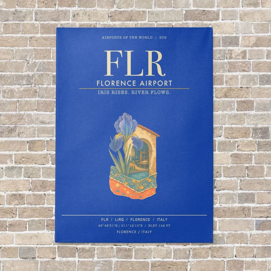 Florence Airport FLR - Canvas Framed - Blue