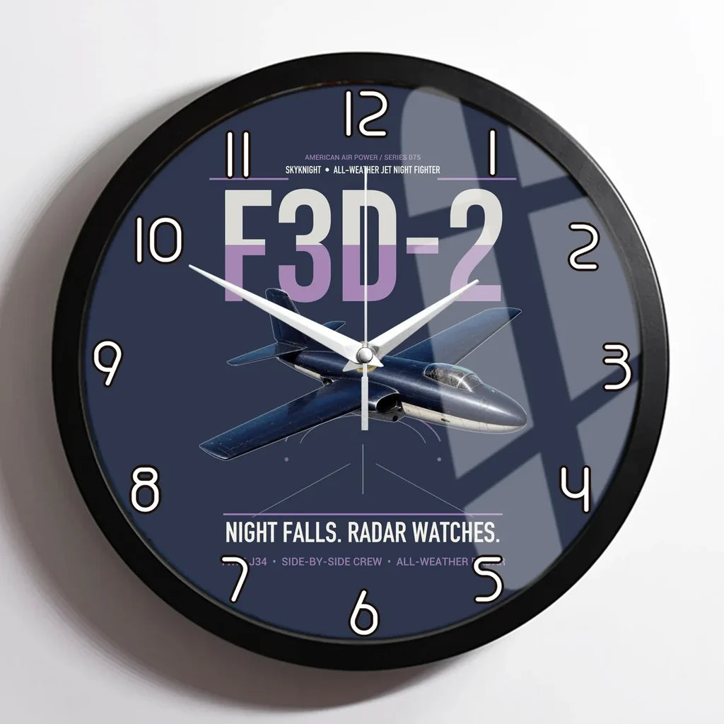 F3D-2 Skyknight design on navy blue framed wall clock