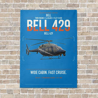 Thumbnail for Bell 429 vertical canvas print - no frame - turquoise background