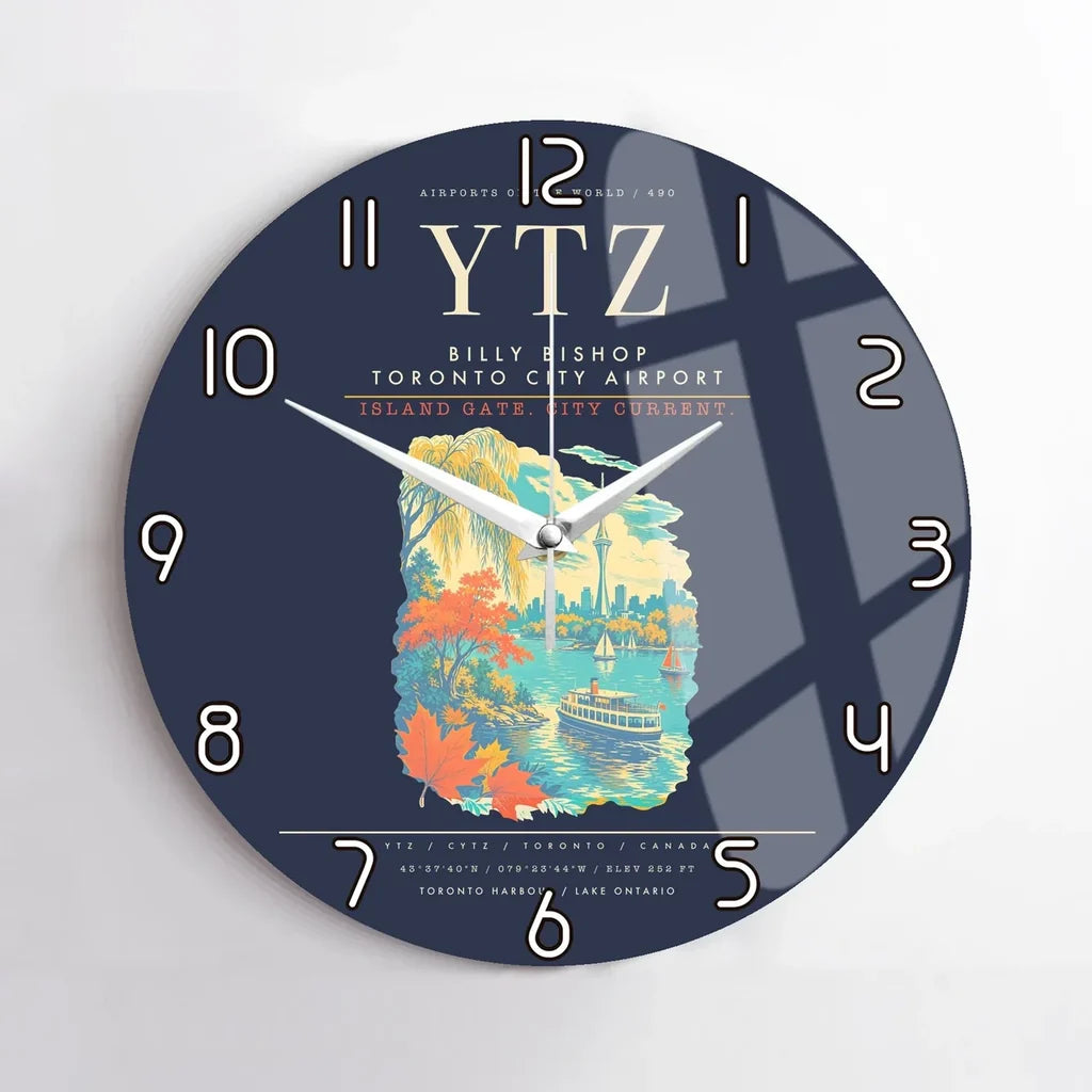Billy Bishop Toronto City Airport YTZ Wall-Clock No-Frame - Navy Blue