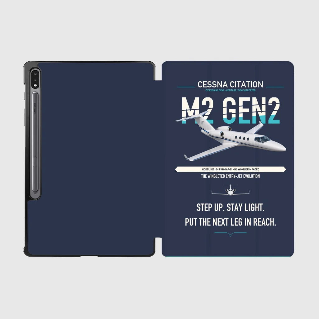 Cessna Citation M2 Gen2 design on navy blue samsung tablet tablet case