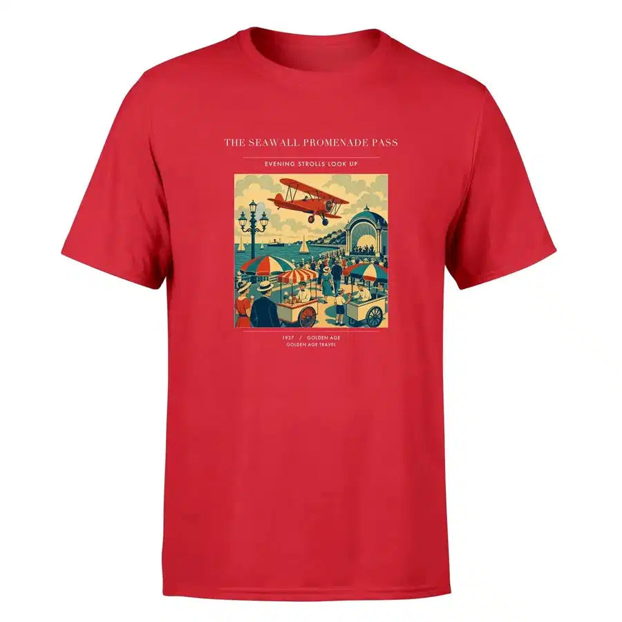 VINTAGE G4476 - The Seawall Promenade Pass - Premium T-Shirt design on red premium t shirt