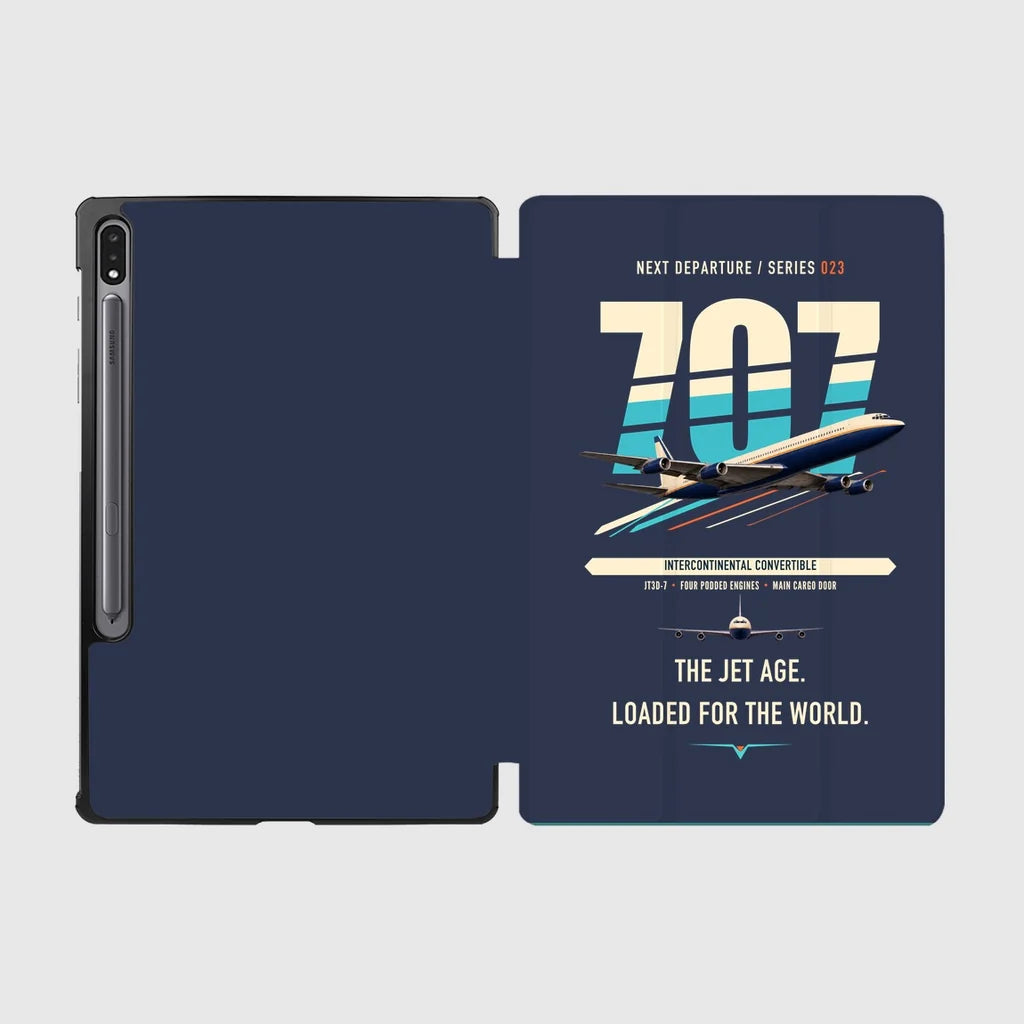 Boeing 707-320C design on navy blue samsung tablet tablet case