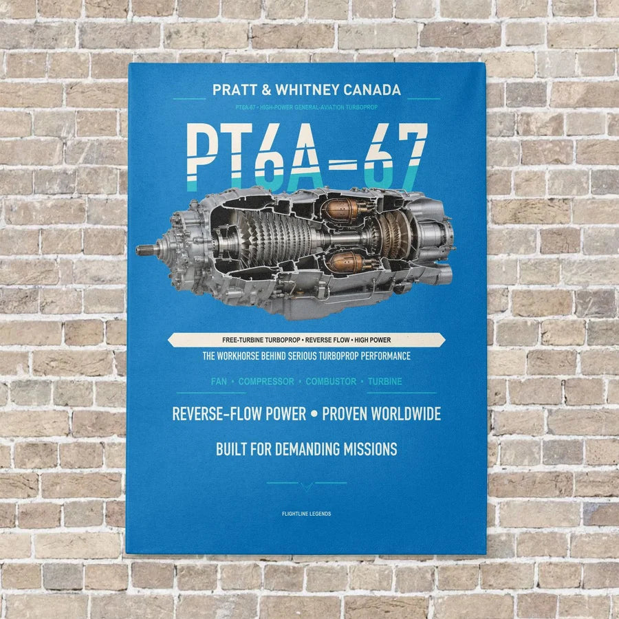 PT6A-67 vertical canvas print - no frame - turquoise background