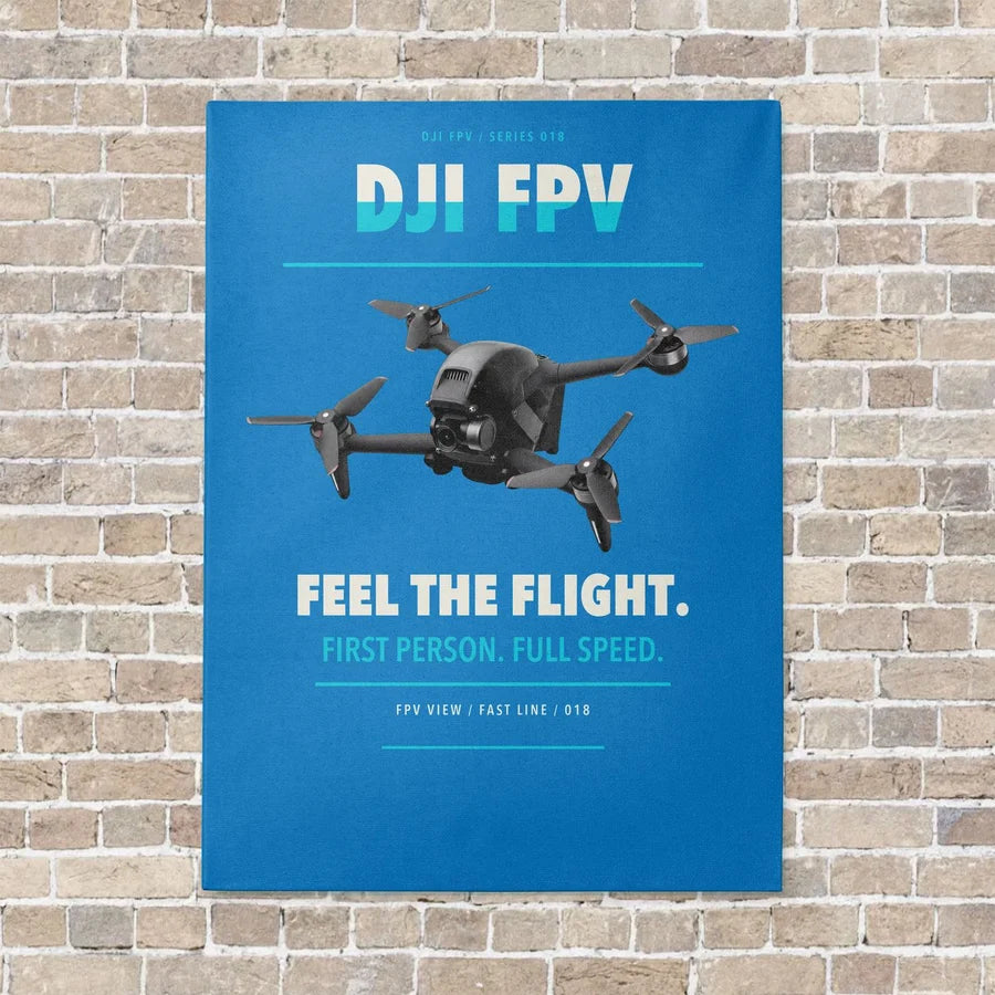 DJI FPV vertical canvas print - no frame - turquoise background