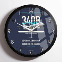 Thumbnail for Saab 340B design on navy blue framed wall clock
