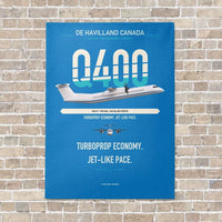 Thumbnail for De Havilland Dash 8-400 vertical canvas print - no frame - turquoise background