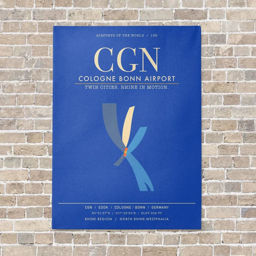 Cologne Bonn Airport CGN - Canvas Framed - Blue