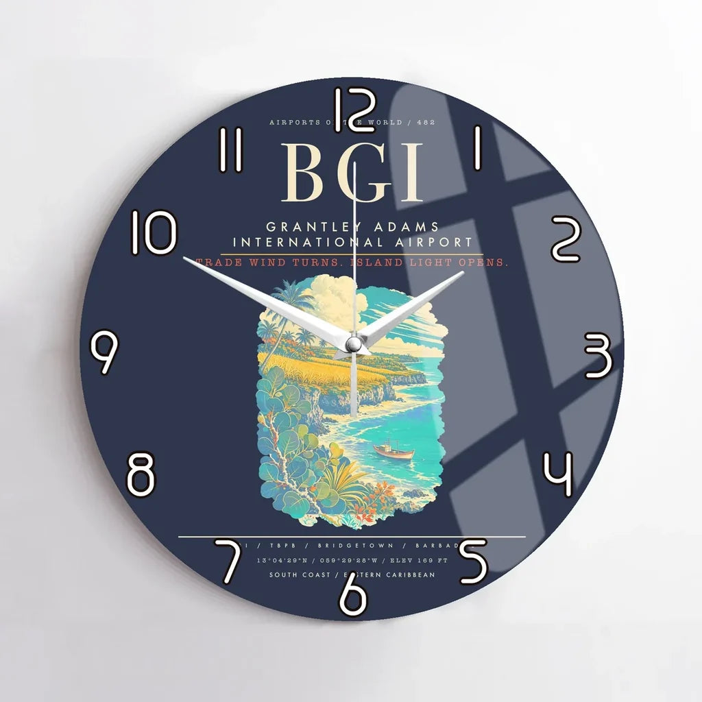 Grantley Adams International Airport BGI Wall-Clock No-Frame - Navy Blue