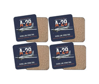 Thumbnail for A-29 Super Tucano Light Attack design on navy blue 4 pieces set coaster