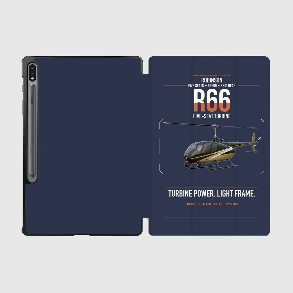 Robinson R66 design on navy blue samsung tablet tablet case