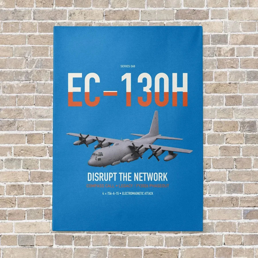 EC-130H Compass Call vertical canvas print - no frame - turquoise background