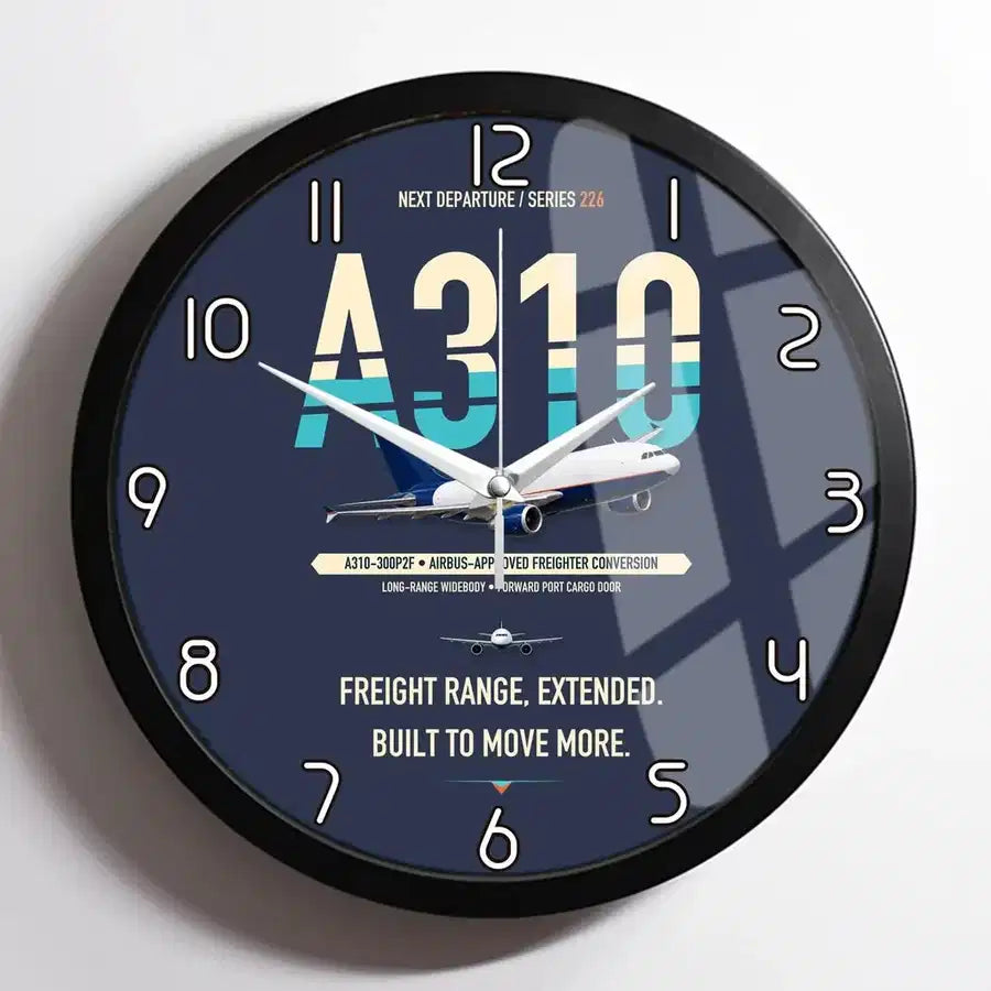 Airbus A310-300P2F design on navy blue framed wall clock