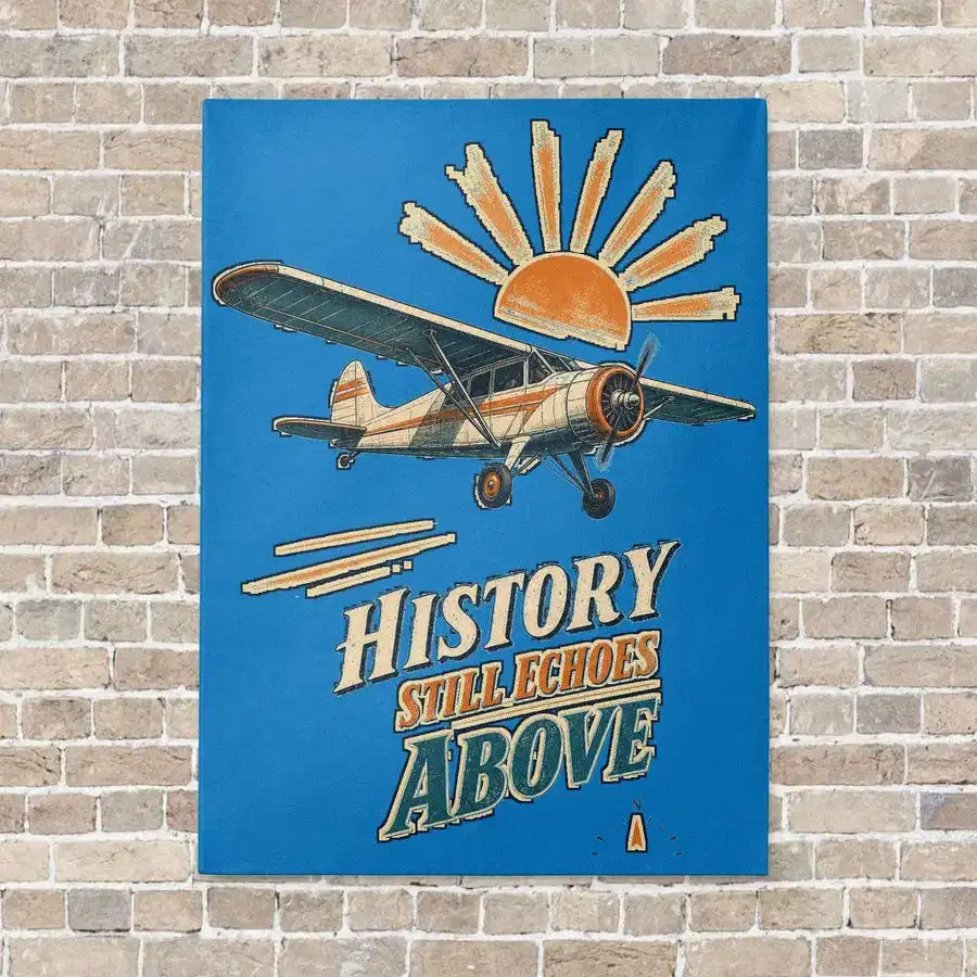History Still Echoes Above vertical canvas print - no frame - turquoise background